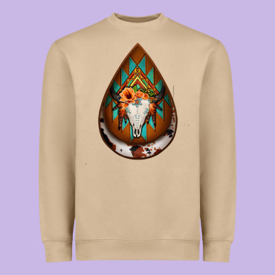 Aztec Bullskull Teardrop Earrings Heavyweight Sweatshirt Designed By Jasminsmagicworld