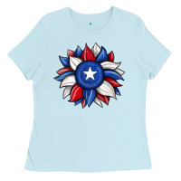Baby Blue sunflower texas flag 2 Ladies Tee - JahusDesignShop