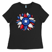 Black sunflower texas flag 2 Ladies Tee - JahusDesignShop