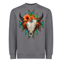 Storm Aztec Turquoise Bull Skull Heavyweight Sweatshirt - Jasminsmagicworld