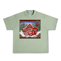 Oil Green Christmas farm reindeer and truck Urban Heavy Tee - BarkalooDesign