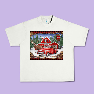 Christmas Farm Reindeer And Truck Urban Heavy Tee Designed By Barkaloodesign