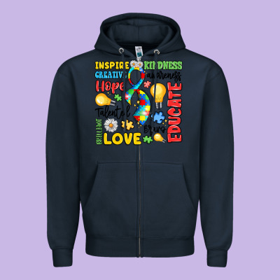 Name Puzzle Ribbon Of Inspiration Zipper Hoodie Designed By Lillyallendesigns