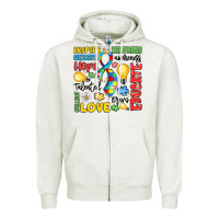 Oatmeal Heather name puzzle ribbon of inspiration Zipper Hoodie - LillyAllenDesigns