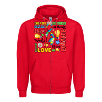 Red name puzzle ribbon of inspiration Zipper Hoodie - LillyAllenDesigns