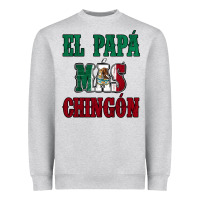 Heather Grey El Papa Mas Chingon Mexican Flag Heavyweight Sweatshirt - Jasminsmagicworld