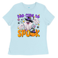Baby Blue Too Cute To Spook Ladies Tee - texasbilliewilder