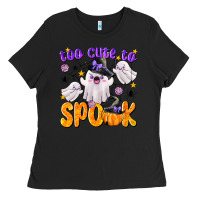 Black Too Cute To Spook Ladies Tee - texasbilliewilder
