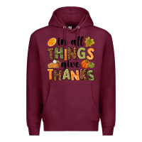 Burgundy In all things give thanks Premium Hoodie - NancyCooperArtShop