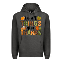 Charcoal Heather In all things give thanks Premium Hoodie - NancyCooperArtShop