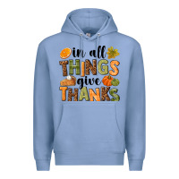 Colony Blue In all things give thanks Premium Hoodie - NancyCooperArtShop