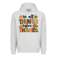 Dove Grey In all things give thanks Premium Hoodie - NancyCooperArtShop