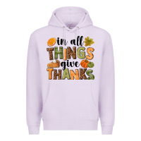 Lilac In all things give thanks Premium Hoodie - NancyCooperArtShop