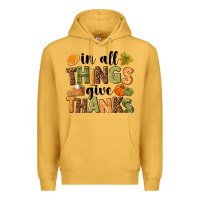Mustard In all things give thanks Premium Hoodie - NancyCooperArtShop