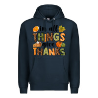 Navy In all things give thanks Premium Hoodie - NancyCooperArtShop