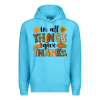 Ocean Blue In all things give thanks Premium Hoodie - NancyCooperArtShop