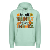 Seafoam In all things give thanks Premium Hoodie - NancyCooperArtShop
