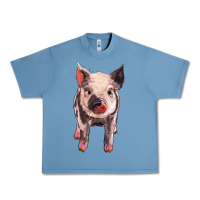Pebble Blue pig Urban Heavy Tee - BarkalooDesign