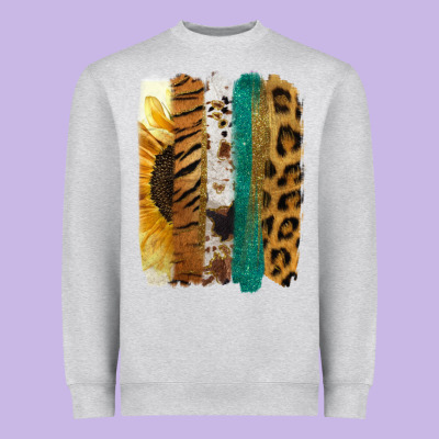 Leopard Sunflower Brush Strokes Heavyweight Sweatshirt Designed By Jasminsmagicworld