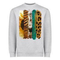 Heather Grey Leopard Sunflower Brush Strokes Heavyweight Sweatshirt - Jasminsmagicworld