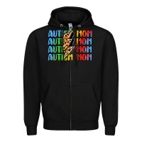 Black autism mom lightning bolt Zipper Hoodie - LillyAllenDesigns