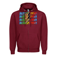 Burgundy autism mom lightning bolt Zipper Hoodie - LillyAllenDesigns