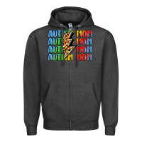 Charcoal Heather autism mom lightning bolt Zipper Hoodie - LillyAllenDesigns