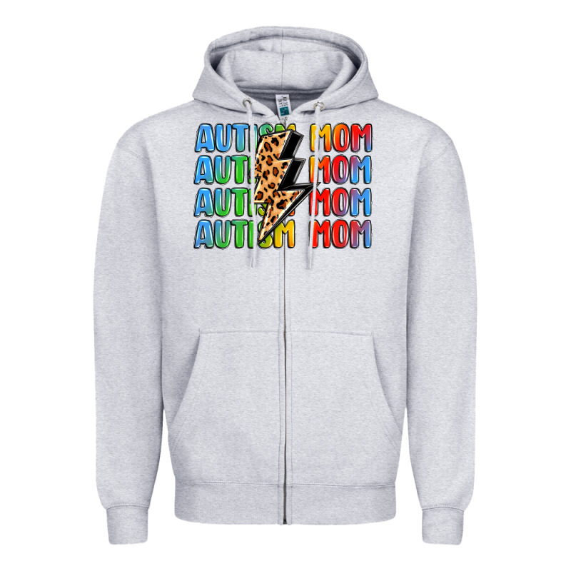 Autism Mom Lightning Bolt Zipper Hoodie by LillyAllenDesigns | Teevron