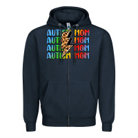Navy autism mom lightning bolt Zipper Hoodie - LillyAllenDesigns