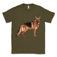 Army Green German Shepherd Dog Illustrations Classic Tee - LillyAllenDesigns