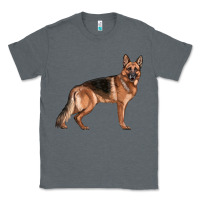 Charcoal Heather German Shepherd Dog Illustrations Classic Tee - LillyAllenDesigns