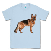 Dusty Blue German Shepherd Dog Illustrations Classic Tee - LillyAllenDesigns