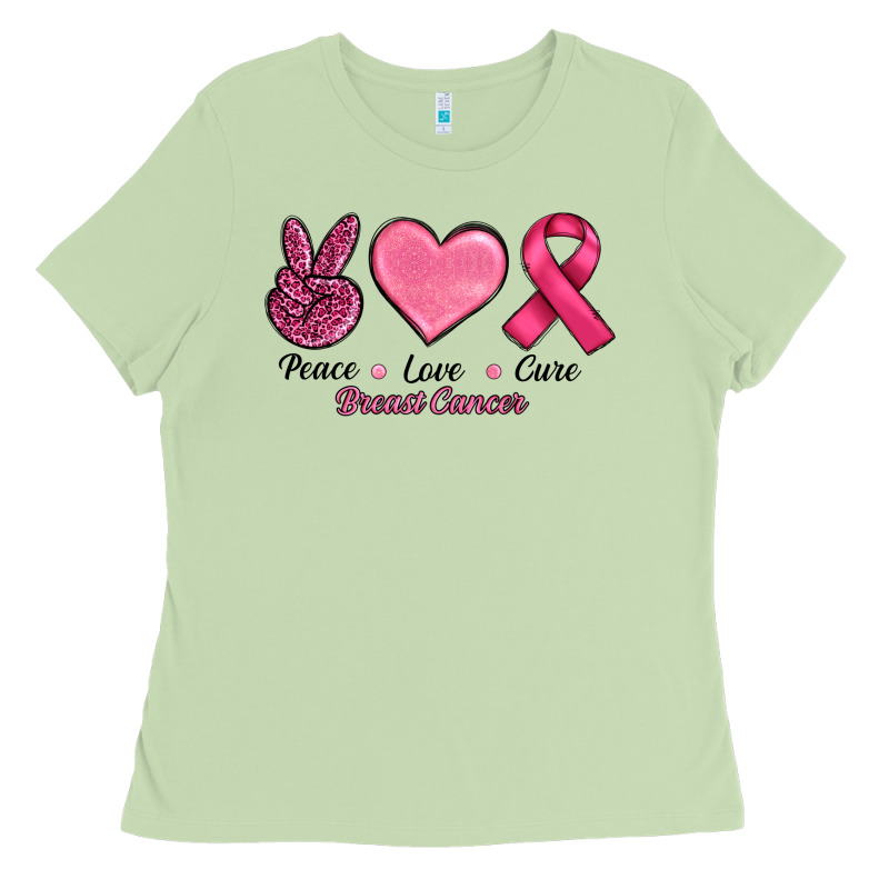 Breast Cancer Peace Love Cure Ladies Tee by RanaPortraitStore | Teevron