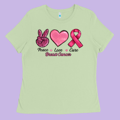 Breast Cancer Peace Love Cure Ladies Tee Designed By Ranaportraitstore