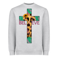Heather Grey Believe Cross Heavyweight Sweatshirt - Jasminsmagicworld