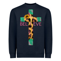 Navy Believe Cross Heavyweight Sweatshirt - Jasminsmagicworld
