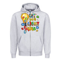 Heather Grey let your light shine Zipper Hoodie - LillyAllenDesigns