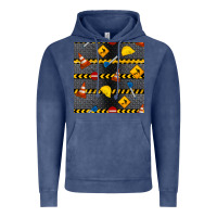 Vintage Denim construction signs seamless pattern Vintage Hoodie - BundleAndBundleShop