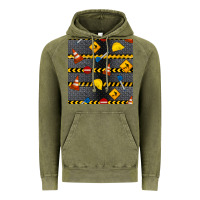 Vintage Olive construction signs seamless pattern Vintage Hoodie - BundleAndBundleShop