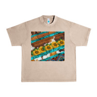 French Oak western aztec sunflowers turquoise cowhide Urban Heavy Tee - BarkalooDesign