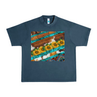Midnight Navy western aztec sunflowers turquoise cowhide Urban Heavy Tee - BarkalooDesign