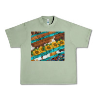 Oil Green western aztec sunflowers turquoise cowhide Urban Heavy Tee - BarkalooDesign