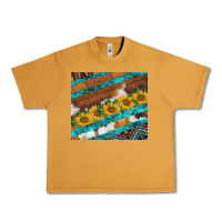 Peanut Butter western aztec sunflowers turquoise cowhide Urban Heavy Tee - BarkalooDesign