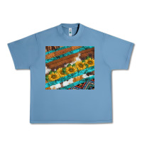 Pebble Blue western aztec sunflowers turquoise cowhide Urban Heavy Tee - BarkalooDesign