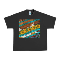 Western Aztec Sunflowers Turquoise Cowhide Urban Heavy Tee | Teevron