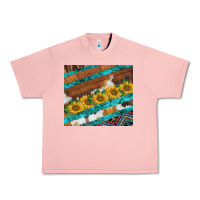 Salmon western aztec sunflowers turquoise cowhide Urban Heavy Tee - BarkalooDesign