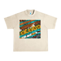 Sandshell western aztec sunflowers turquoise cowhide Urban Heavy Tee - BarkalooDesign