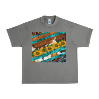 Tornado western aztec sunflowers turquoise cowhide Urban Heavy Tee - BarkalooDesign