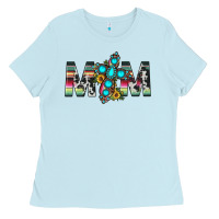 Baby Blue mom cross Ladies Tee - JahusDesignShop