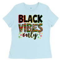 Baby Blue black vibes only Ladies Tee - Zillion Design Studio